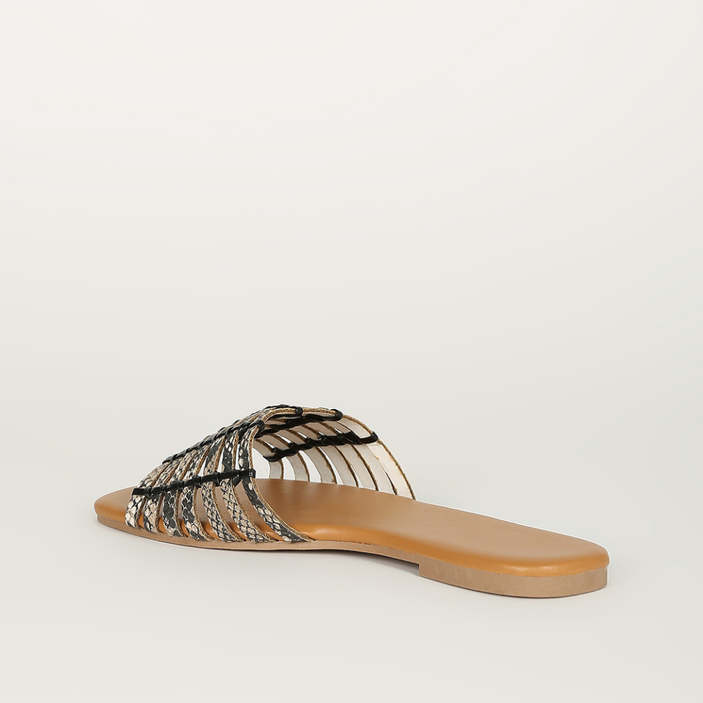 Fiercely Chic - Beige Snake Weaved Sandals - Picture 6 of 8